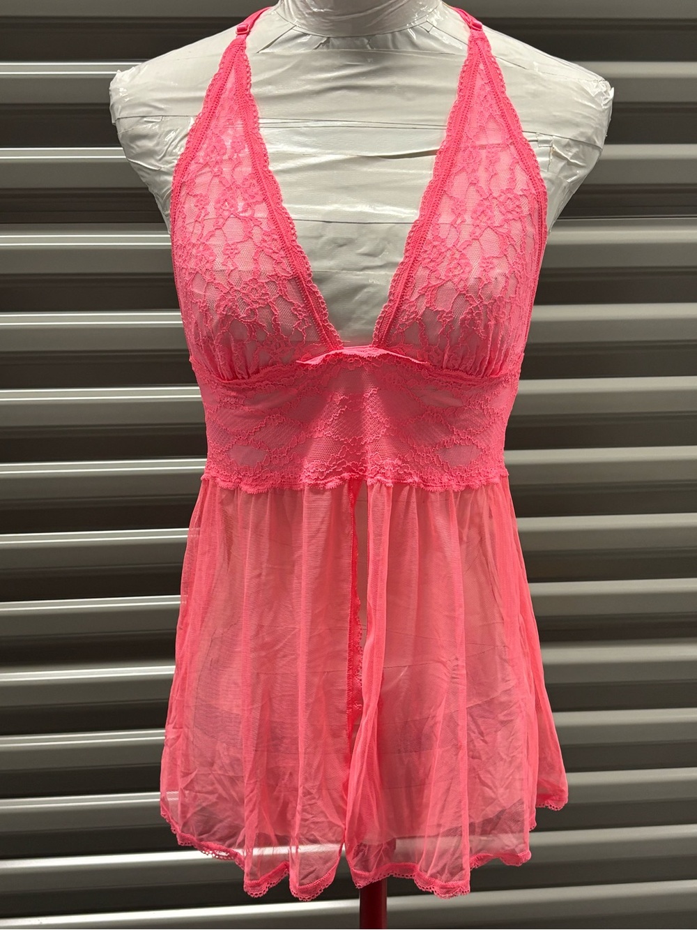 Victoria’s Secret Lace Full sheer split front couquett Girl Babydoll Night gown